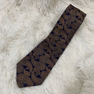 Merona Blue and Gold paisley tie 100% silk